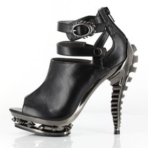 Hades ROGUE Black Peep Toe High Molded Skeleton Heels Spike Platform Ank... - $120.00