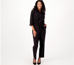 Joan Rivers Pull-On Jumpsuit with Drawstring Detail (Black, Medium) A519335 - £13.70 GBP