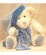 Teddy Bear Blue Trim Christmas Plush Toy 2000 Tush Tag Xmas Holiday Decor - £23.36 GBP