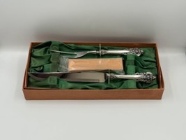 Wallace Sterling Silver GRANDE BAROQUE 2 Piece Large Roast Carving Set in Box - £144.66 GBP