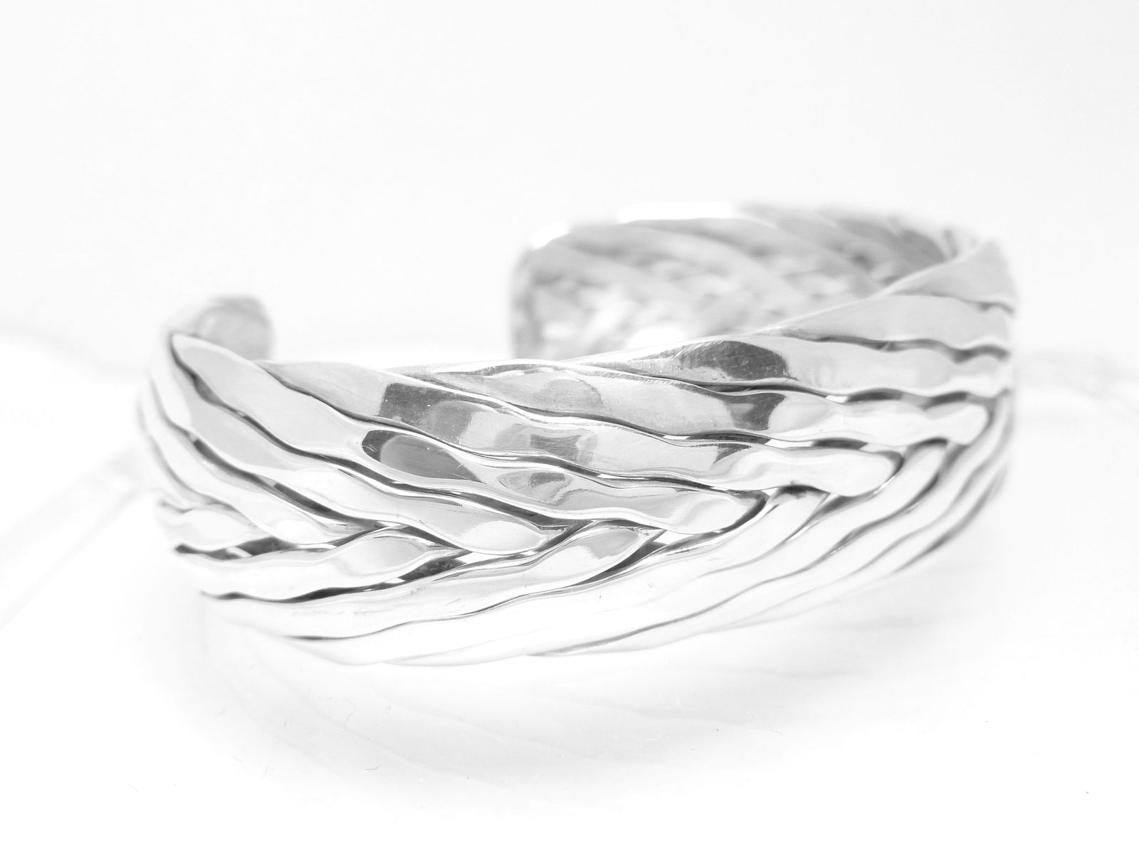 Artisan Crafted Sterling Silver 6.25" Woven Domed Cuff Bracelet  - £71.14 GBP