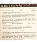 1956 Cinema 16 Film Notes Ursula Disorder Baratier Spills &amp; Chills Origi... - $22.49