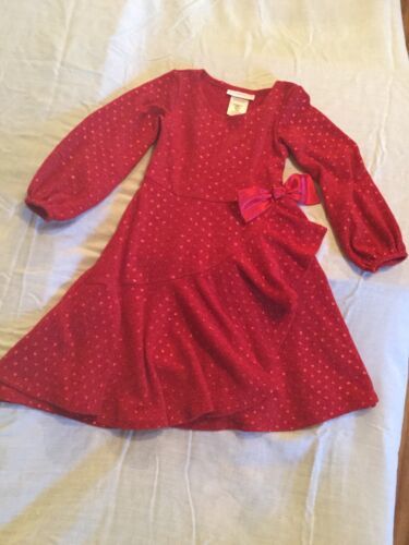 Primary image for Bonnie Jean dress Size 6 ruffles glitter bow long sleeve red 