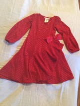 Bonnie Jean dress Size 6 ruffles glitter bow long sleeve red  - £16.41 GBP