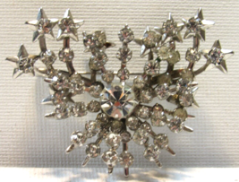 Vintage Starburst Star Design Three Tier 3D Clear Round Rhinestone Brooch Pin - £11.67 GBP