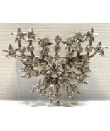 Vintage Starburst Star Design Three Tier 3D Clear Round Rhinestone Brooc... - $14.84