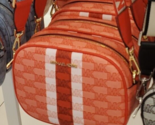 Michael Kors JetSet Logo Stripe Crossbody Bag Red 35F3GTVC2I Dark Sangri... - $98.00