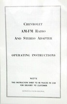 1968-1976 Corvette Instruction Booklet Am Fm Radio And Stereo Adapter - $17.77