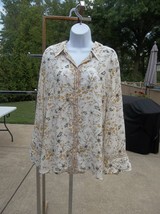 Nwt Max Studio Ivory Floral Print Blouse 3X $98 - $29.99