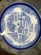 St. Augustine Florida Blue-White Porcelain Souvenir Plate 9.25&quot; Diameter... - £14.11 GBP