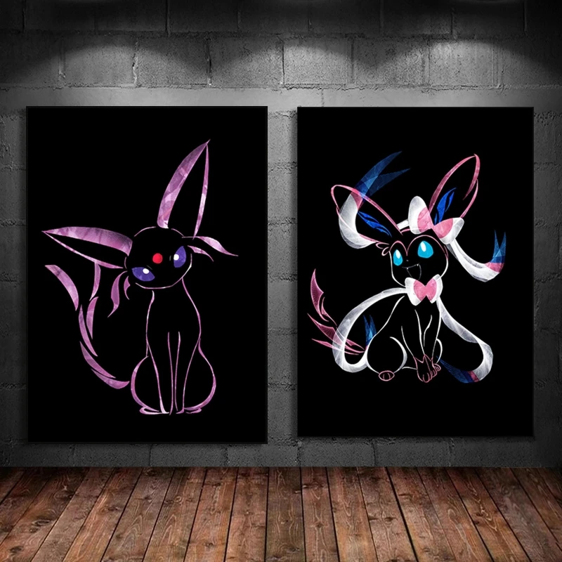 Canvas Printing Pokemon Sylveon Hanging Cartoon Character Picture Comics - £7.82 GBP+