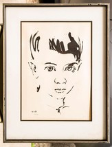 Vintage Framed Signed Boy Child Lithograph by Israeli Artist Moshe Gat g50 - £155.64 GBP