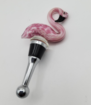 Hand-blown Murano art glass wine bottle stopper Pink Flamingo 5&quot; - $165.89 MXN