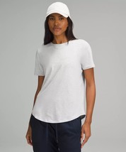 Lululemon 10 Love Curved-Hem Crewneck T-Shirt Heathered Light Grey Pima ... - $30.00