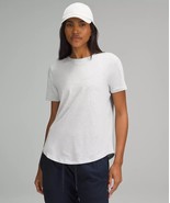 Lululemon 10 Love Curved-Hem Crewneck T-Shirt Heathered Light Grey Pima ... - $30.00