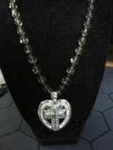 &quot;&quot;Cross In A Heart With Rhinestones&quot;&quot; - On Beaded Chain - Brighton Brand Choker - $8.89