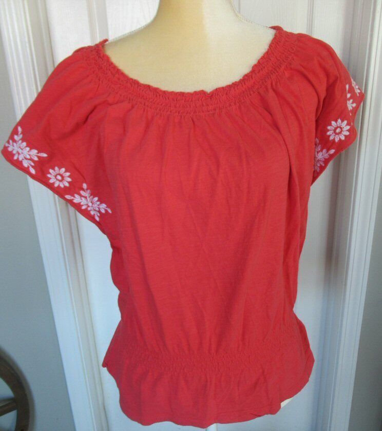 MERONA coral  Embroidered boho Top size S - $4.99