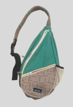 $25 Kavu Cotton Sling Rope Bag Backpack Green Gray Arrows Women&#39;s Rope Shoulder - £11.82 GBP