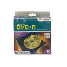 Verbatim LightScribe DVD+R DVD Recordable for Direct Disc Labeling 10 Pack NEW - $17.81