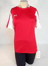 Under Armour Moisture Wicking Red &amp; White Short Sleeve Jersey Women&#39;s S NWT - £23.48 GBP
