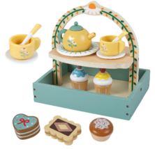 Colorful 14-Piece Wooden Tea and Dessert Play Set - $55.98