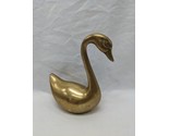 Vintage Mid Century Brass Swan Figurine 6&quot; - £46.43 GBP