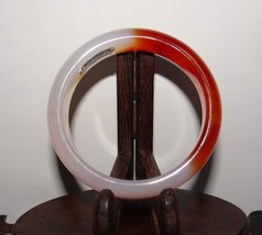 2.3&quot; China Certified Nature Red Agate Red and White Beautiful Bangle Bracelet - £23.90 GBP