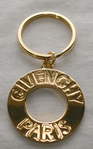 Vintage Givenchy Paris Gold Logo Keychain Double-sided Text &quot;Givenchy Paris&quot; NOS - £28.00 GBP