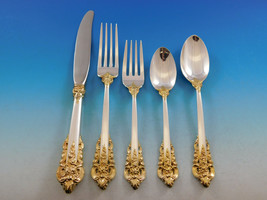 Grande Baroque Gold Accent by Wallace Sterling Silver Flatware for 8 Set 45 pcs  - £3,520.16 GBP