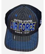 US Air Force Hat Mens Strap Back Cap Gray Blue Embroidered One Size EUC Veteran - $10.44