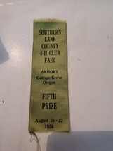1930s Award Ribbon 1938 4H Club Fair Southern Lane County Oregon Cottage... - $39.19