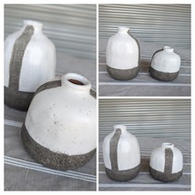 Minimalist Creative Co-Op White Gray Terracotta Bottle Vase Set Luxury QuietGift - £24.00 GBP