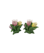 Set of 2 Omnibus Fitz &amp; Floyd Japan Springtime Tulips Easter Candlestick... - $556.74 MXN