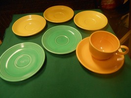 Great Fiesta Cup &amp; Saucer And Set Of 5 Extra Assorted Colors Saucers - £17.61 GBP