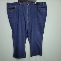 Vintage Long Haul Big Mens Jeans Hemmed Size 56X24 Dark Blue USA Made - £16.86 GBP