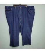 Vintage Long Haul Big Mens Jeans Hemmed Size 56X24 Dark Blue USA Made - £17.01 GBP