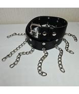Goth Hot Topic Chain Link Belt Mens XL Studded Black Bonded Leather Bond... - $480.81 MXN