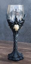 Blood Moon Gothic Dark Alchemy Raven Crow And Skulls Glass Wine Goblet C... - $29.99