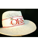 Order of the Eastern Star White Fedora Straw Hat Cap Sash VTG - £69.08 GBP