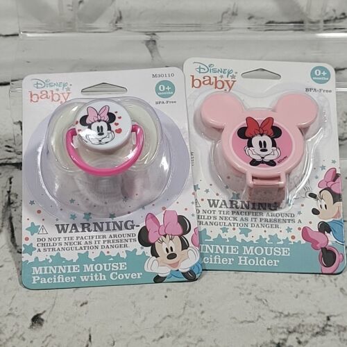 Disney Baby Minnie Mouse Pacifier Cover Pacifier Holder Clip BPA Free Lot 2 NIP  - $11.88