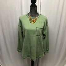 Green Ribbed Long Sleeve Knit Top  Womens Small Size Soft Comfy Sweater NEW - $27.44