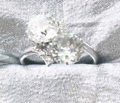 Fabulous Prong-set Austrian Crystal Double Rhinestone Ring 1960s vintage... - £14.11 GBP