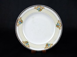 Meito China Dinner Plate, 9.75&quot;, Hand Painted Floral, Pale Yellow Band, Japan - £11.47 GBP