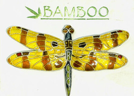 Sterling Silver Cloisonné Enamel Dragongly Pin by Bamboo - £30.75 GBP