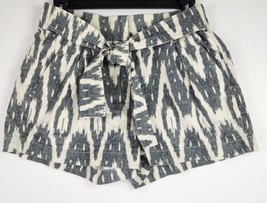 J Crew Shorts Womens 0 Gray White Geometric Print Front Tie Casual Mom Core - £18.59 GBP