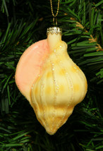 Hand Blown Glass Conch Shell Seashell Coastal Nautical Christmas Tree Ornament - £9.30 GBP
