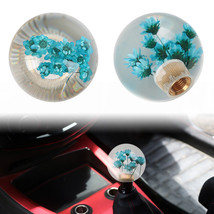 Universal Round Ball Crystal Real Blue Flowers Manual Gear Shift Knob Shifter - £11.72 GBP