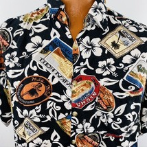 Aloha Hawaiian Large Mens Shirt Vintage  Hula Hotel Hibiscus Luggage Tags Tropic - $39.99