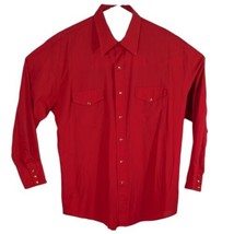 Karman Gold Red Pearl Snap Shirt Mens Large Western Cowboy Long Sleeve - £19.98 GBP