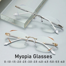 Gafas Montura Corte Diamante Miopía Antiluz Azul Graduadas Cerca Vista D... - $33.98